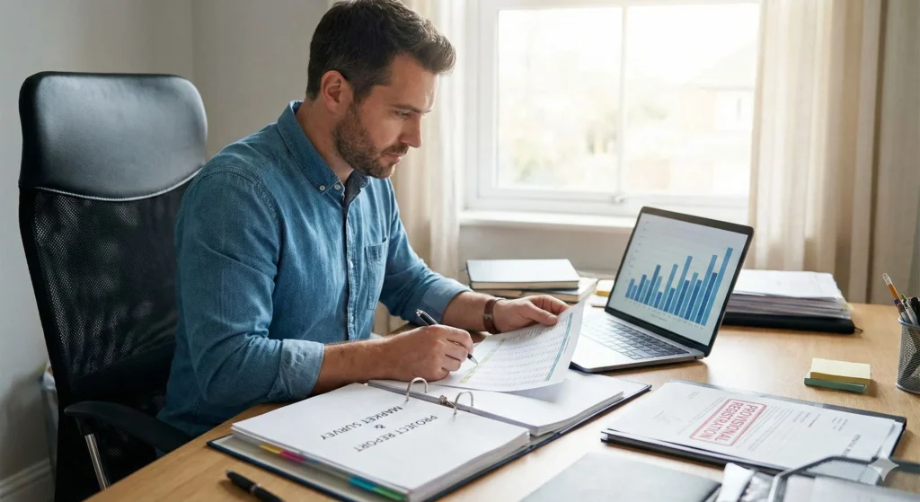 Entrepreneur preparing project report for SSI